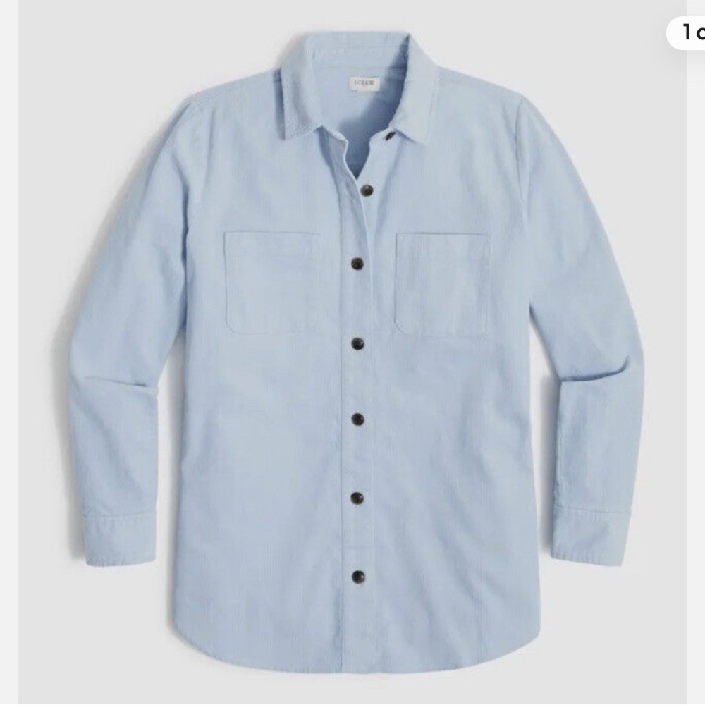 J. Crew Women's Medium Corduroy Shirt-Jacket Button Front Pockets Faded Chambray